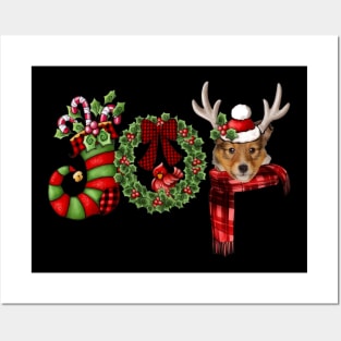 Christmas Joy Dwarf Stocking Reindeer Shetland Sheepdog Posters and Art